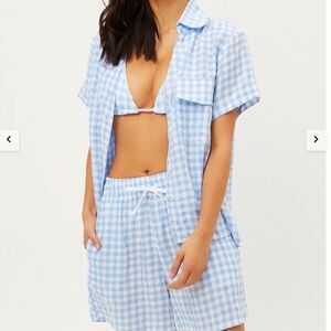 Frankie's Bikinis Lou Button Up Top - Bluebell (M)